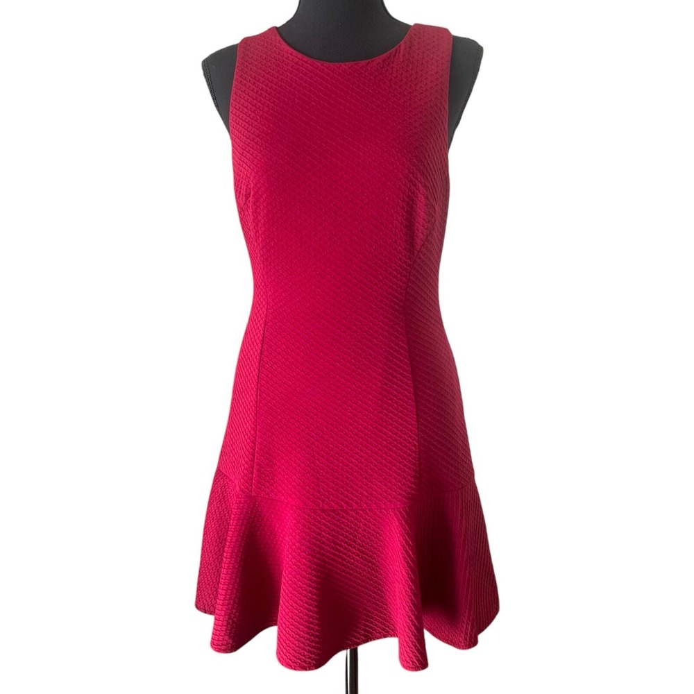 ASTR The Label Red Textured Sleeveless Ruffle Hem Dress ALD41197-003 Womens M‎